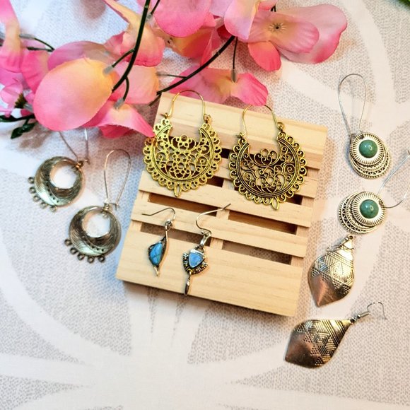 PLANET BOHO Jewelry - BOHMEIAN EARRING BUNDLE 5 PAIRS FOR $12 HYPO-ALLERGENTIC - ALLOY - PIERCED
